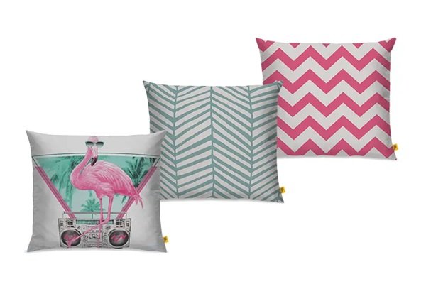 Kit 03 Capas de Almofadas Pink Flamingo