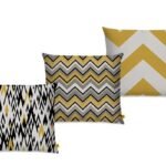 Kit 03 Capas de Almofadas Tribal Amarelo e Preto